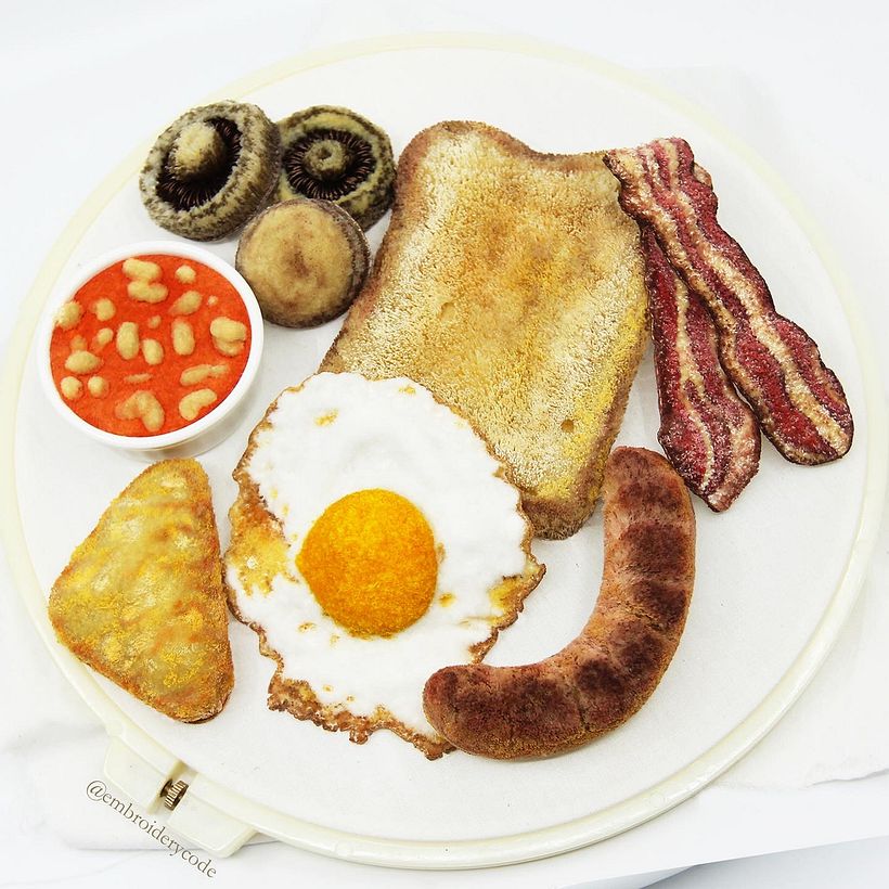 Realistic breakfast embroidery  7