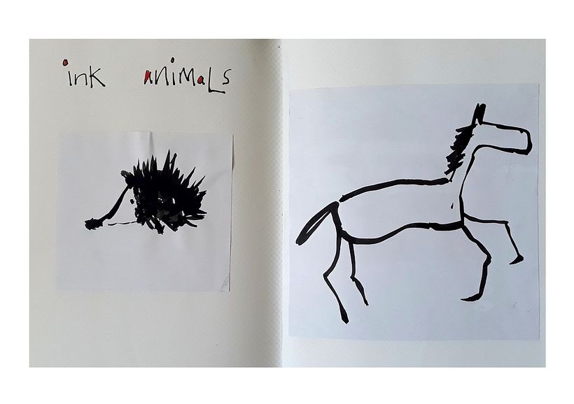 India ink drawings of ANIMALS - using the ink in different strokes