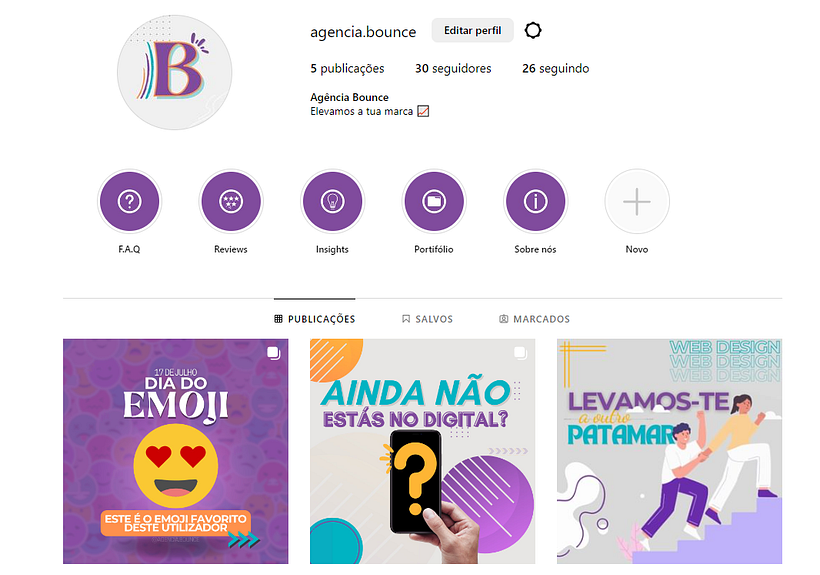 Meu feed do instagram com os destaques dos stories