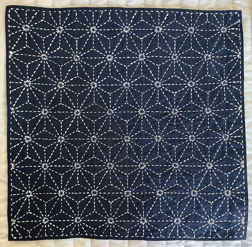 This one was more challenging and longer time to finish, but was great practice in directional stitching. Back looks same.