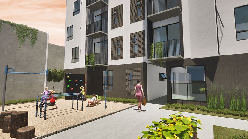 Patio interior vista a edificio 2