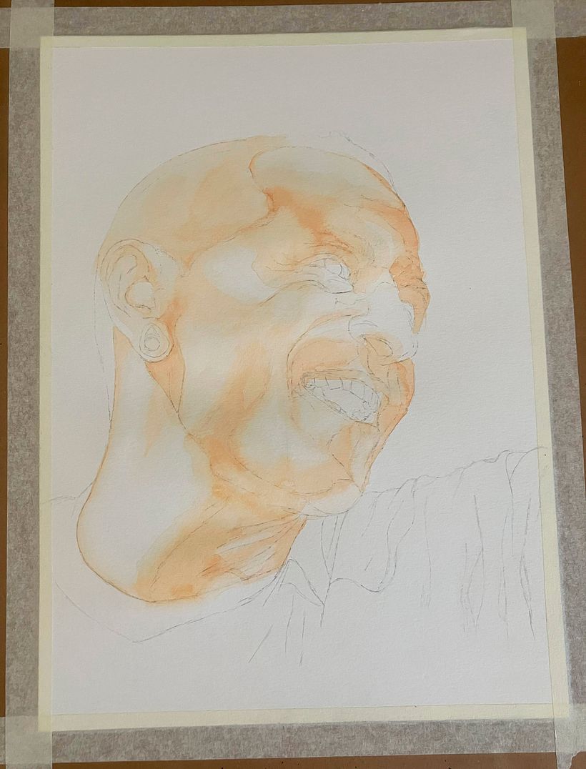 I started to add many layers of watercolor...
