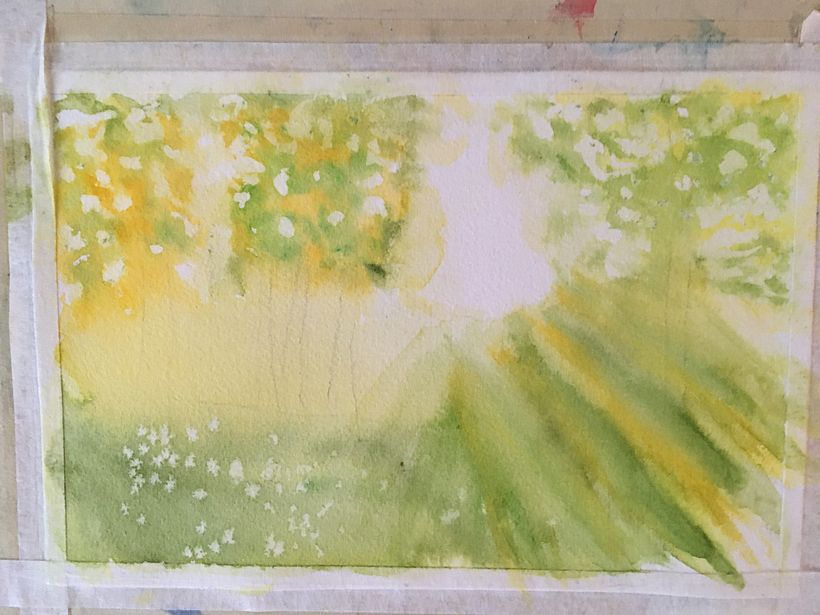 removed masking fluid and added color to light streaks
