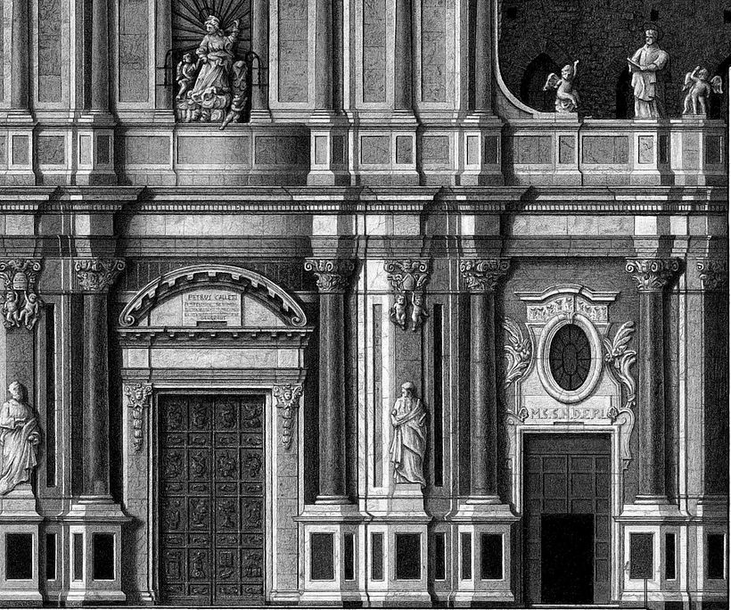 Dettaglio prospetto della Cattedrale di Catania, grafite su carta, 2023