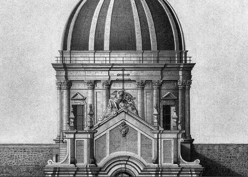 Dettaglio prospetto della Cattedrale di Catania, grafite su carta, 2023