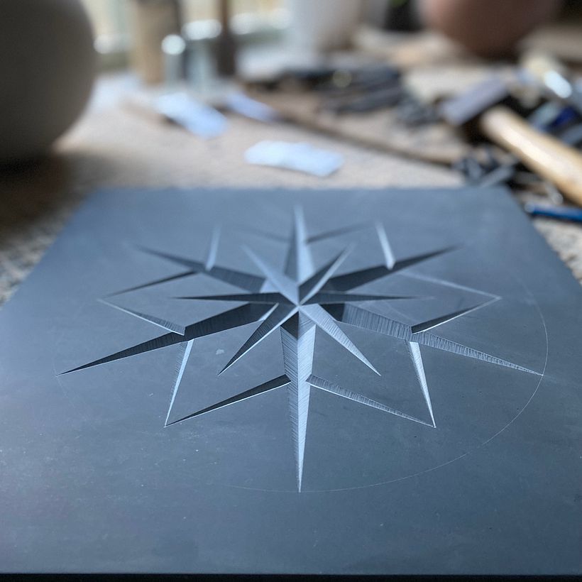 Geometric Snowflake in Welsh Slate 4