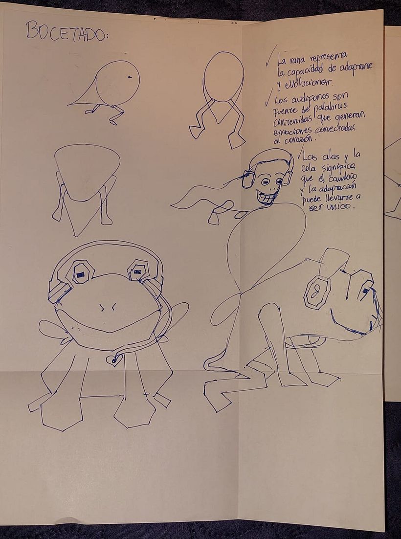 Siempre me han gustado los anfibios y elegí un sapo/rana por su proceso de desarrollo que simboliza para mi la adaptación.