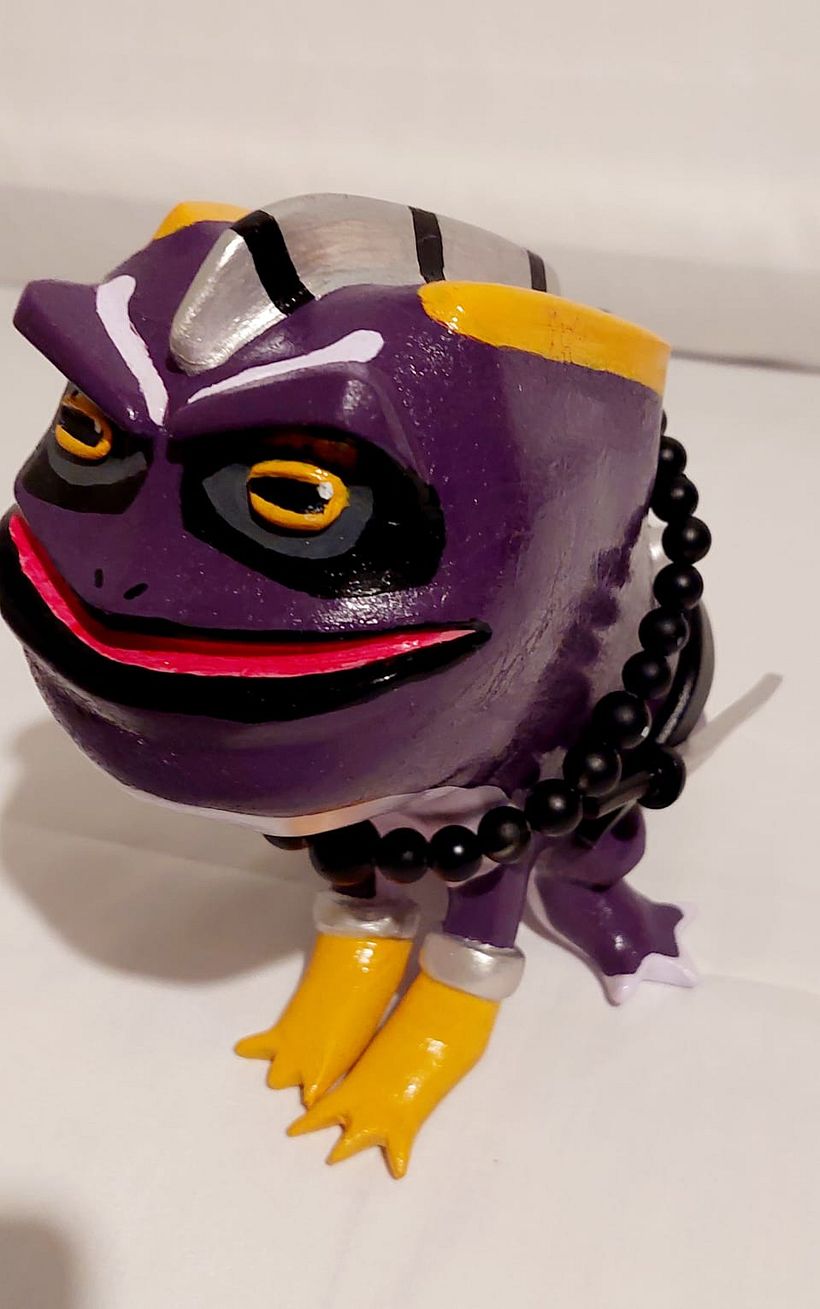 Además aproveche de crear algunos accesorios como buena rana samurái. Collar y Katanas.