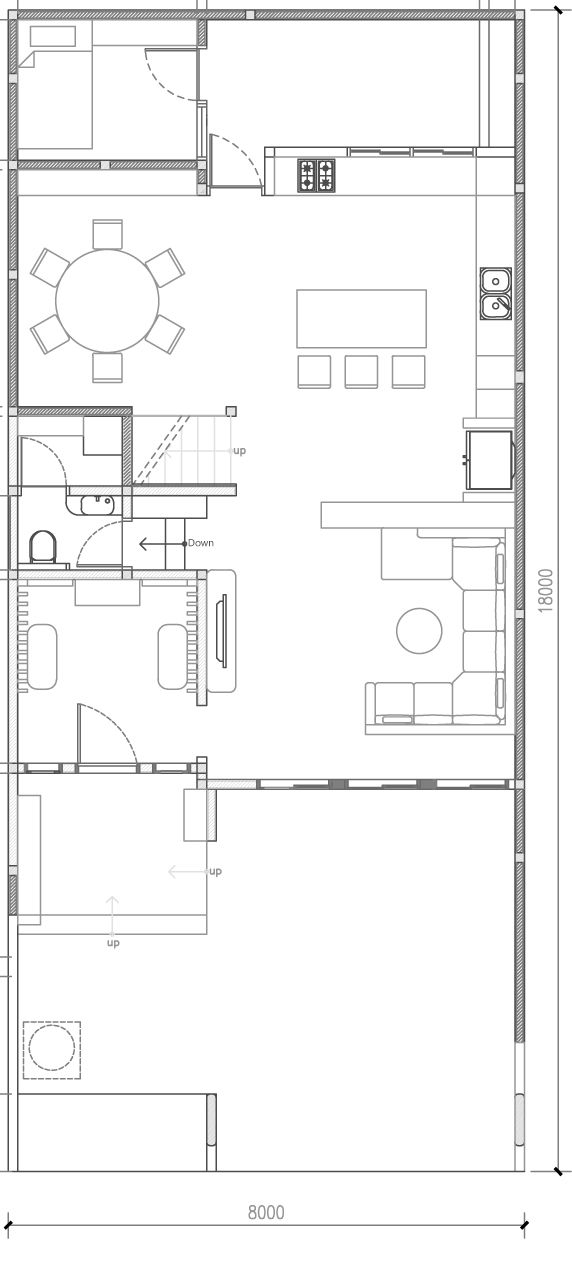 Renovation residence with the size 8m x 18m 3