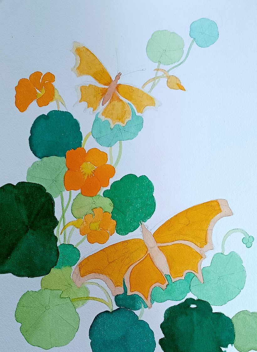 The first layer of watercolour 