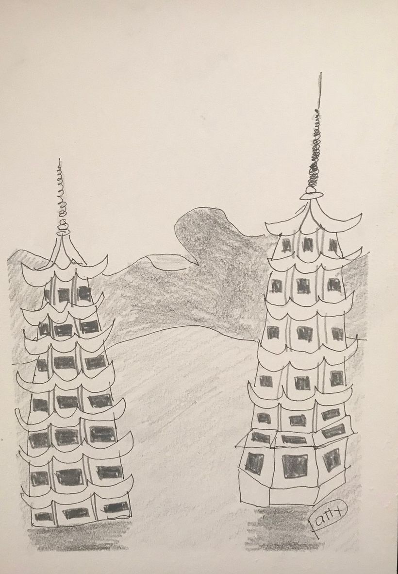 I first sketched the scene in pencil adding shadows and contrast.