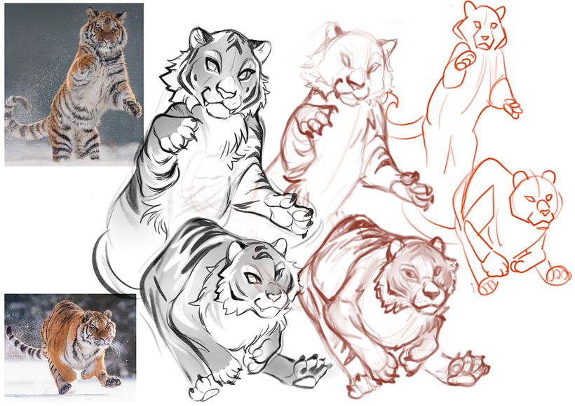 Tigre-morcego-dragão! :) Meu projeto do curso: Design e ilustração de criaturas fantásticas - Diseño de personajes