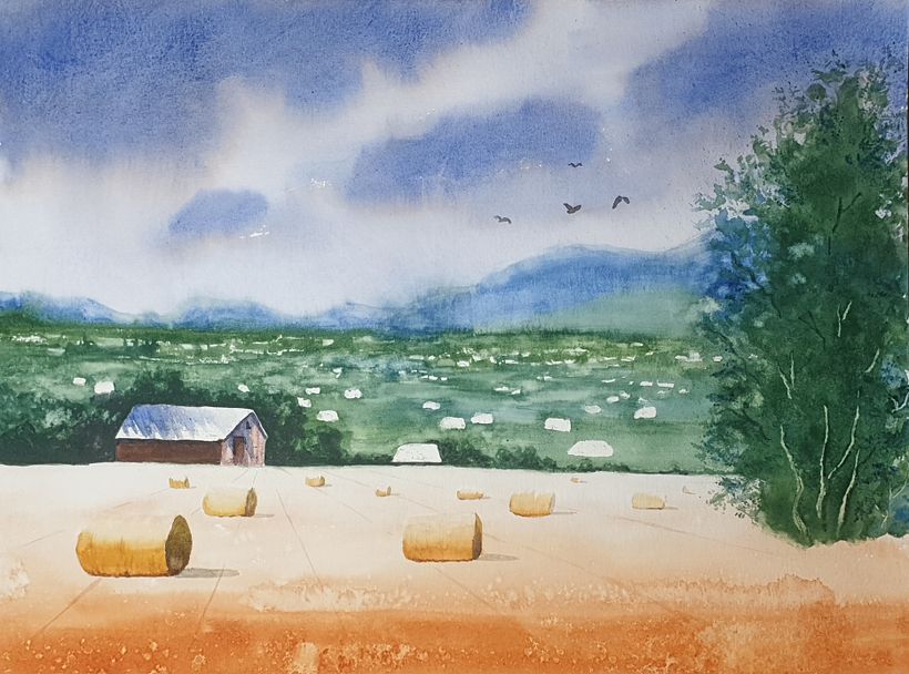 Mon projet du cours : Paysages à l'aquarelle : techniques et outils expérimentaux 1
