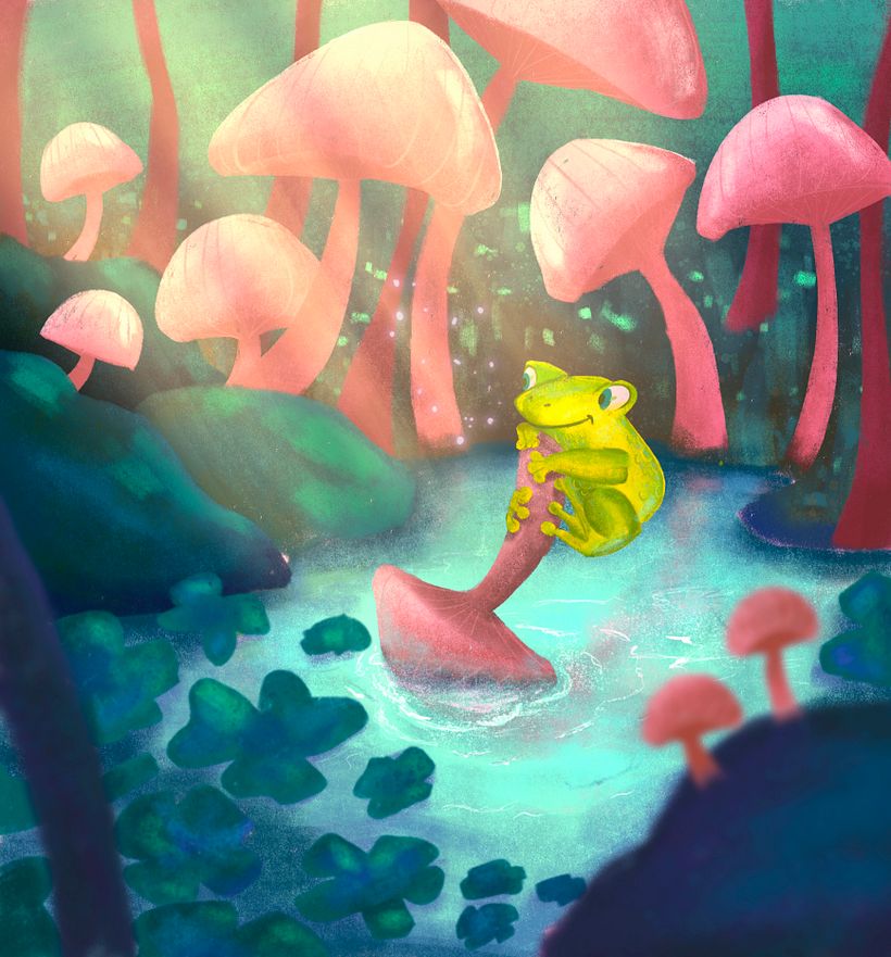 A little frog with mushroom 🍄 🐸 