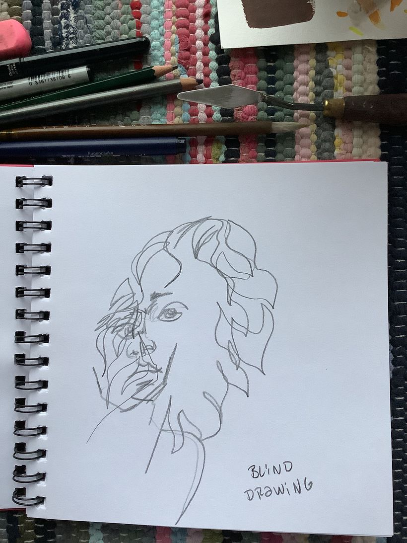 I love blind drawing and do it fairly often, usually it turns out better than this 😅 but nothing is bad when you practice!
