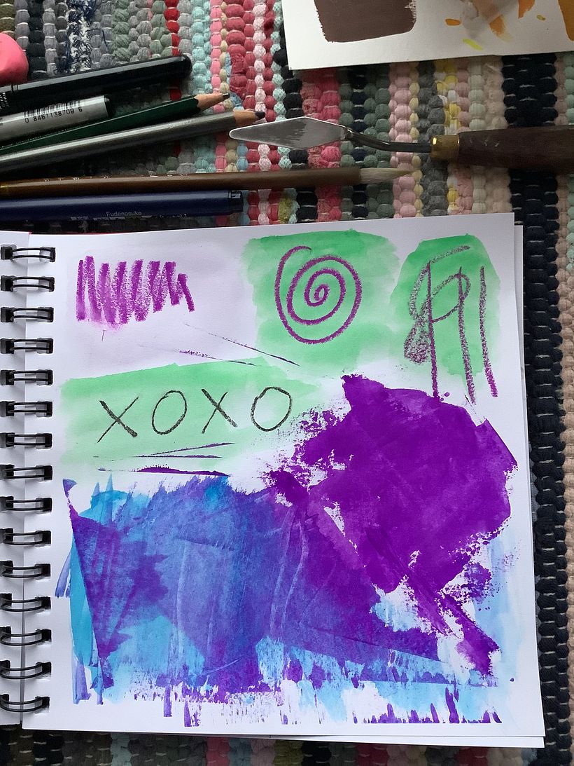 More experiment, most noteworthy oil pastel under paint retains colour and is less sticky 
