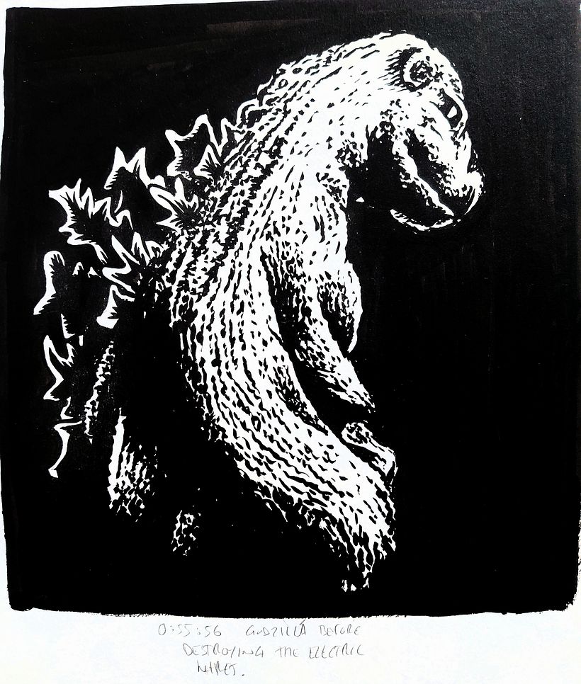 Godzilla (1954) Relief Print | Domestika, image size:820x966