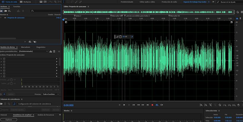 Así lucía mi onda de audio mientras lo editaba
