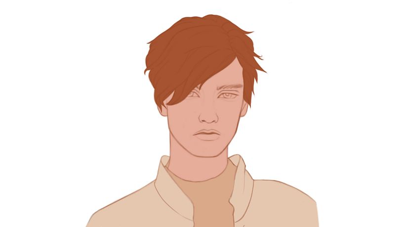 Retrato iluminado en tonos cálidos - Ilustración tradicional