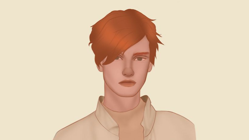 Retrato iluminado en tonos cálidos - Ilustración tradicional