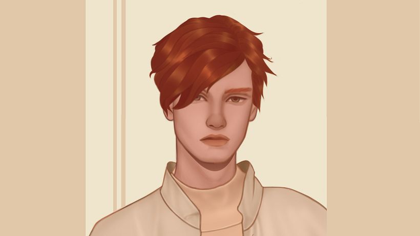 Retrato iluminado en tonos cálidos - Ilustración tradicional