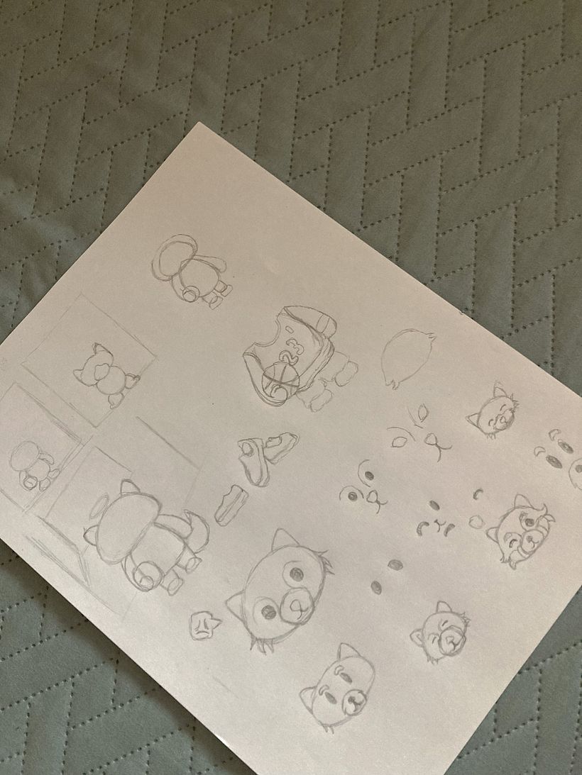 PREPARAZIONE DEL PERSONAGGIO: Creazione di schizzi di base o prime idee per lo sviluppo del personaggio.