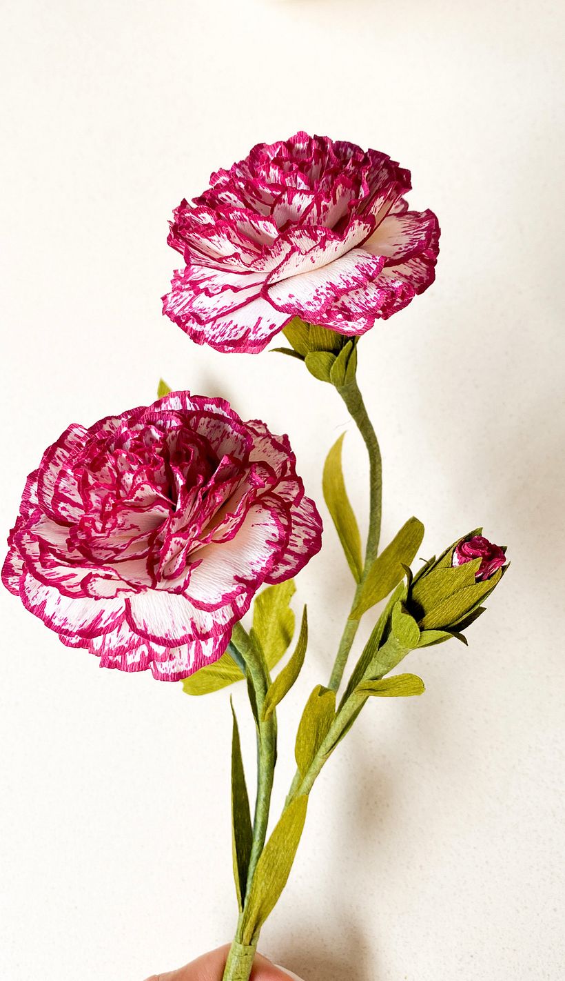 Claveles de papel pintados a mano - Papercraft