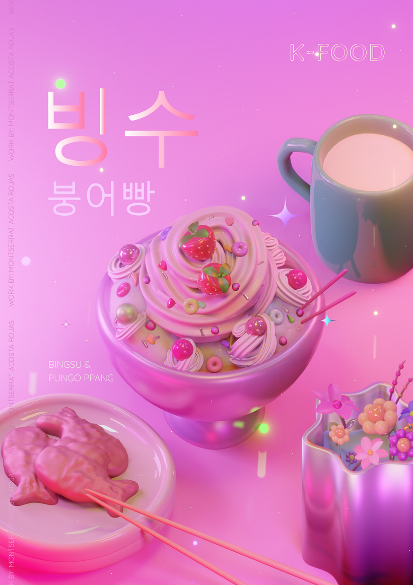 snow powder: illustration of a bingsu - Ilustración digital