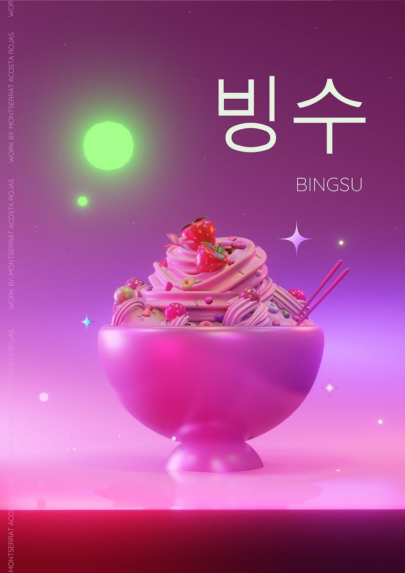 snow powder: illustration of a bingsu - Ilustración digital