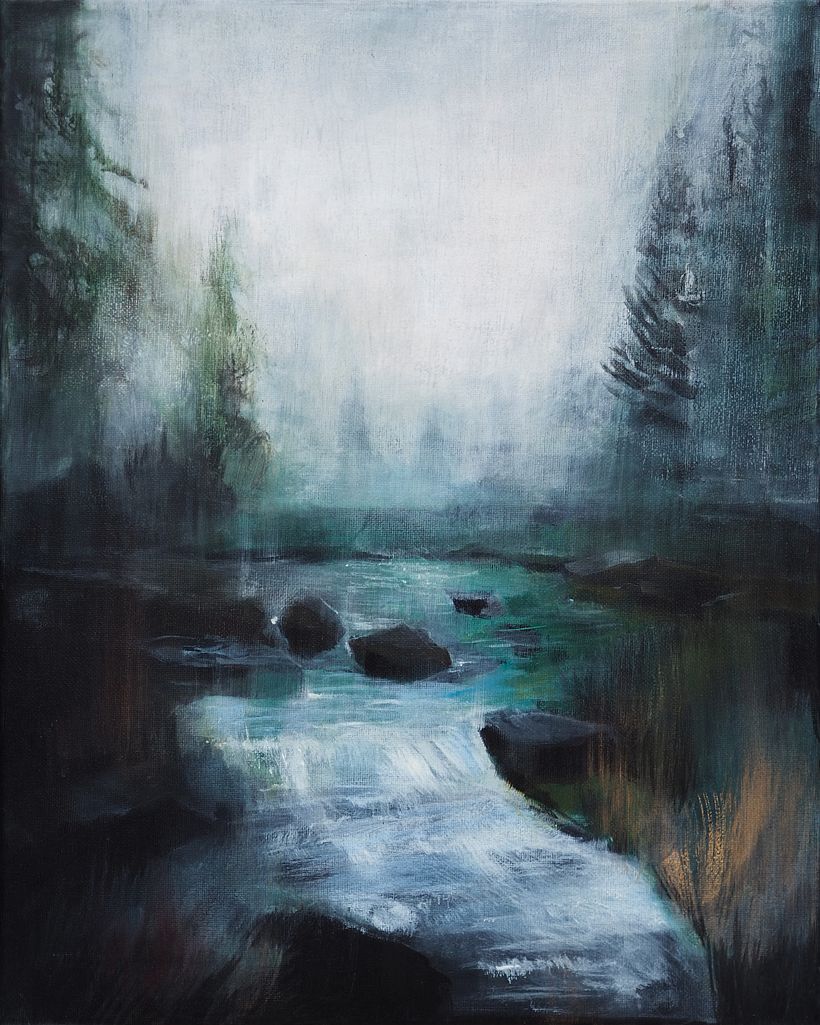 The Stream of Life - painting on canvas, water theme 1