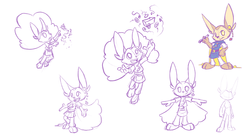 my five poses after settling on a starting design.