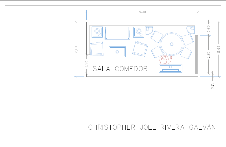 De acuerdo a lo aprendido se trazó un plano con la distribución y posición óptima de los muebles.