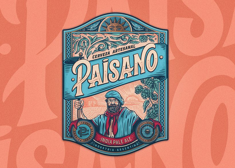 Paisano - Craft Beer 🇦🇷🍻 My final project for the @domestika course "Illustration and Lettering for Packaging Design" 🤩 3