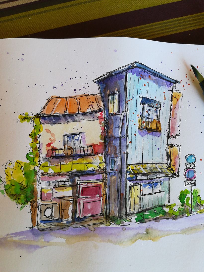 Mon projet du cours : Esquisses d'architecture expressives aux feutres de couleur 1