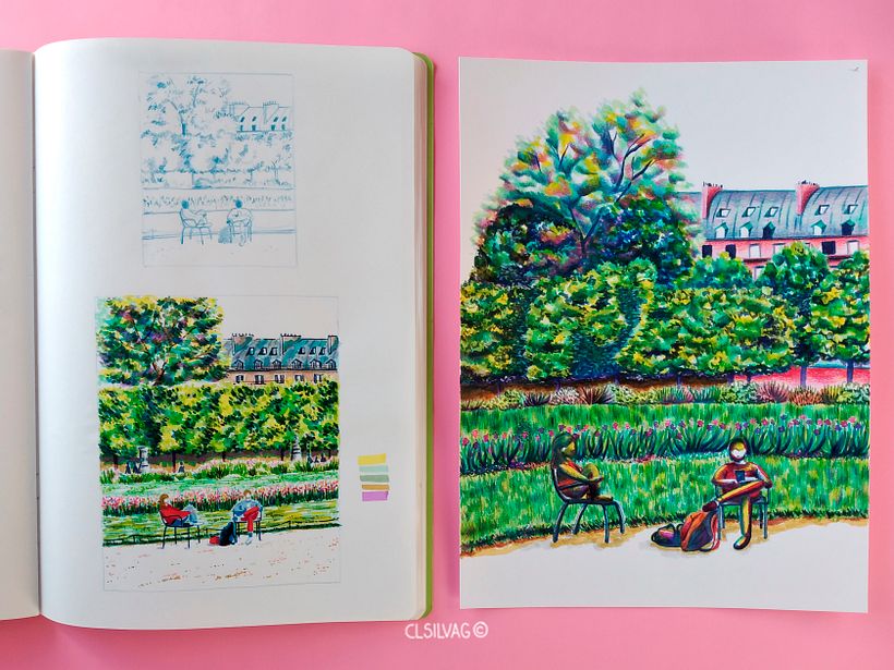 Lado izq.: Cuaderno Fabriano EcoQua, tamaño A4. Resultado Proyecto Final, 2º intento.