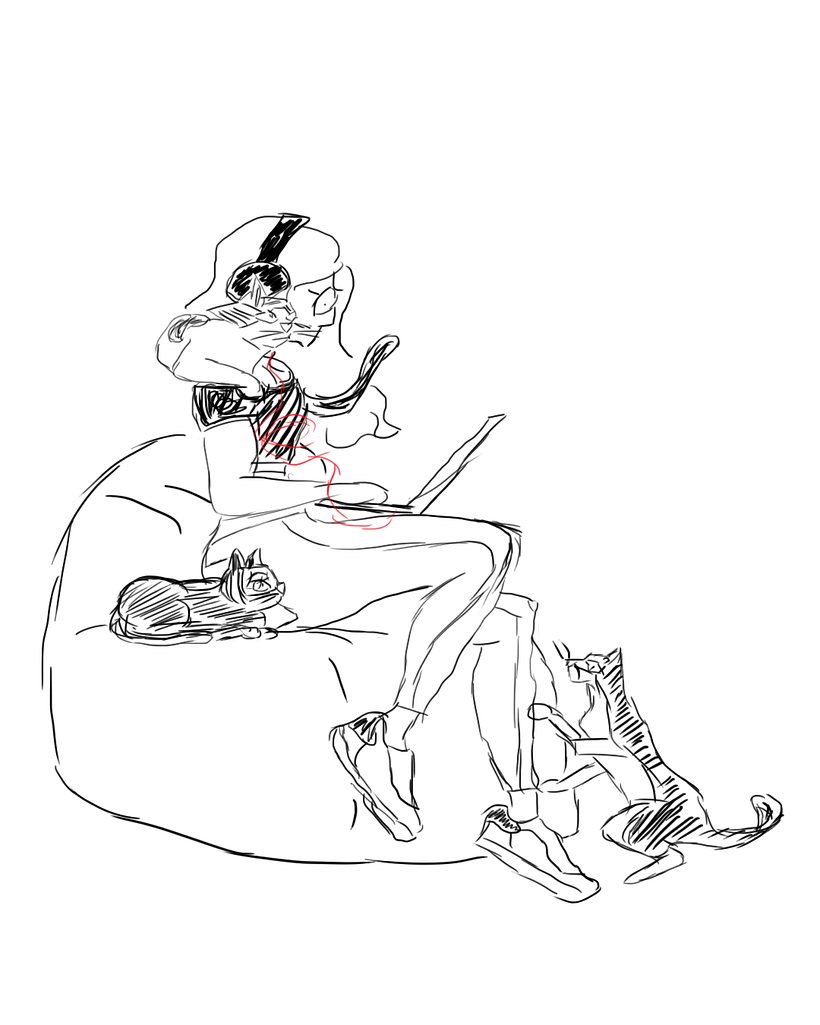 Segundo sketch para refinar a arte e reduzir linhas
