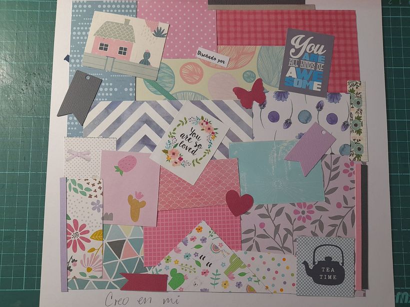 I did it with paper cuts (scraps). I do scrapbooking. This is more summer.