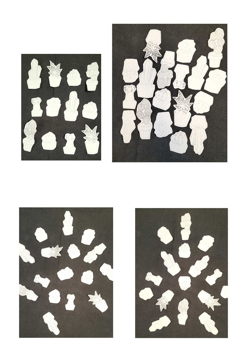 Pruebas con diseños naturalistas (cactus y suculentas)