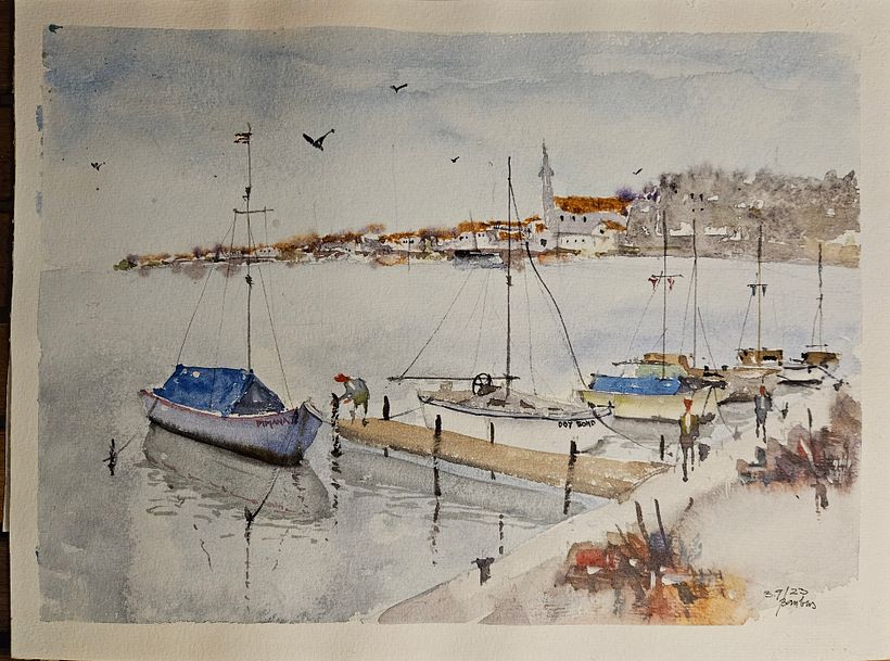 My project for course: Watercolor Techniques for Painting Seascapes 5