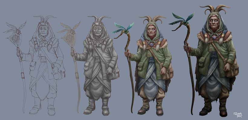 Concept art para diseño de personaje Hechicera  2