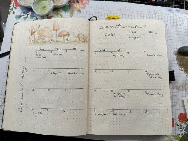 Monthly spread - wish I'd allowed room for tasks.