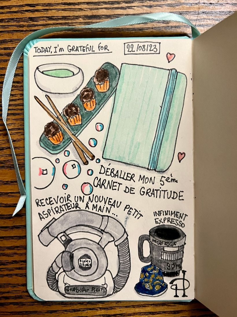 I unwrapped my 5th Carnet de gratitude, blew bubbles for the Potichats, drank Pierre Hermé's expresso, got a Dustbuster