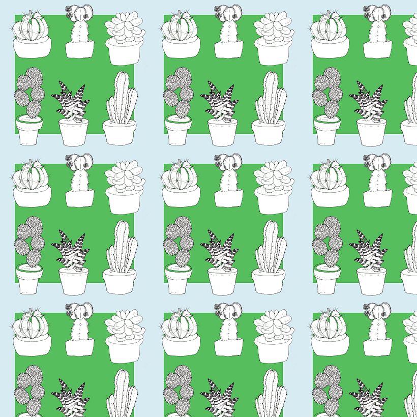 Estampa naturalista, con diseño de cactus.
