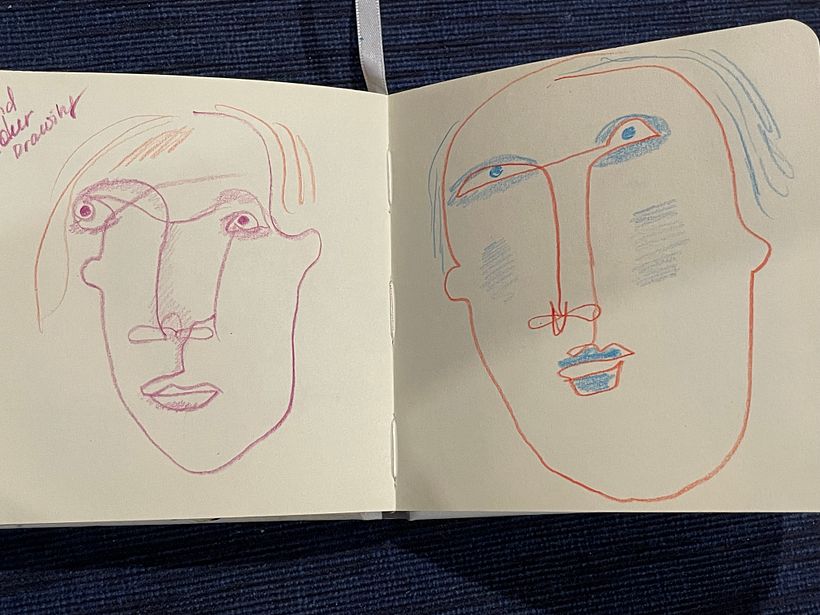 Blind contour drawing , it was fun ! 