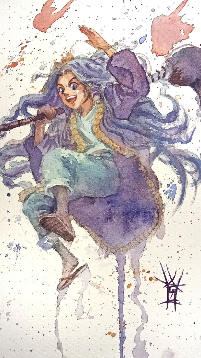 Este fue mi resultado, me encantó como el profesor enseña a hacer que la imperfección de la acuarela se luzca y vea hermoso