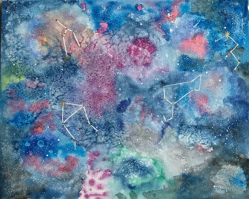 Mon projet final du cours sur les techniques modernes d’aquarelle: une Galaxie féerique  2