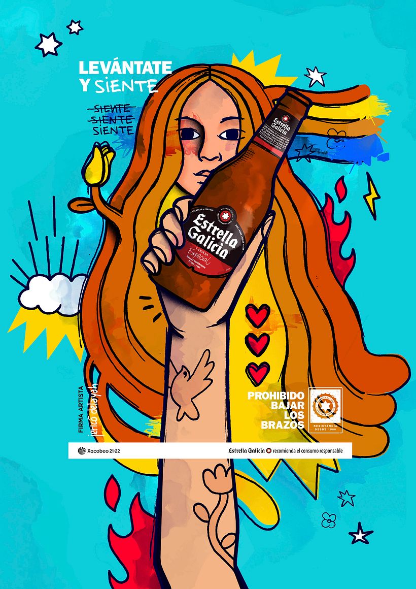 Ilustración "PROHIBIDO BAJAR LOS BRAZOS" de Estrella Galicia 4