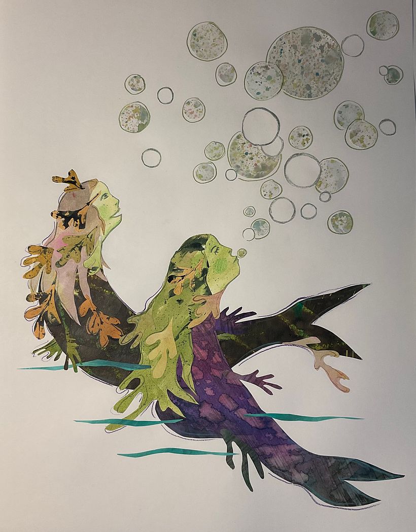 The bubble blowing Mermaids in the lagoon