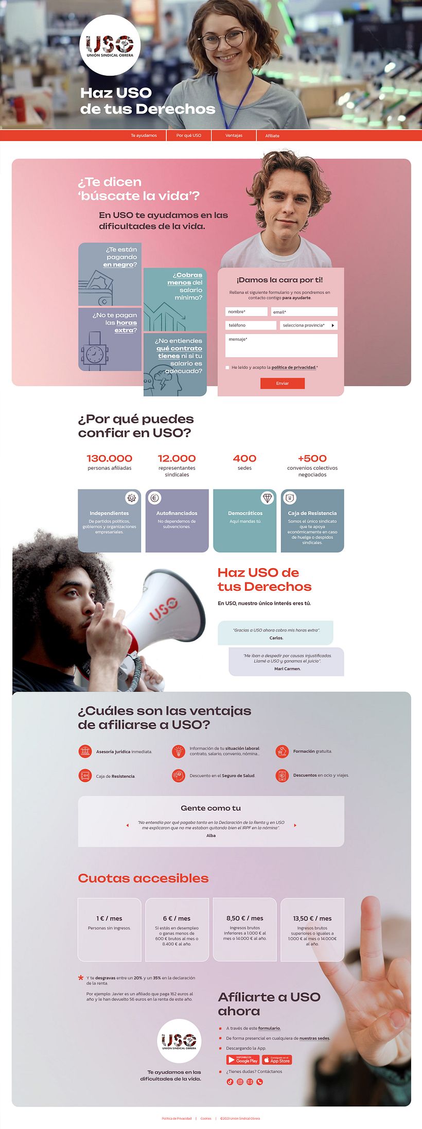 Haz USO de tus derechos. Landing Page 2