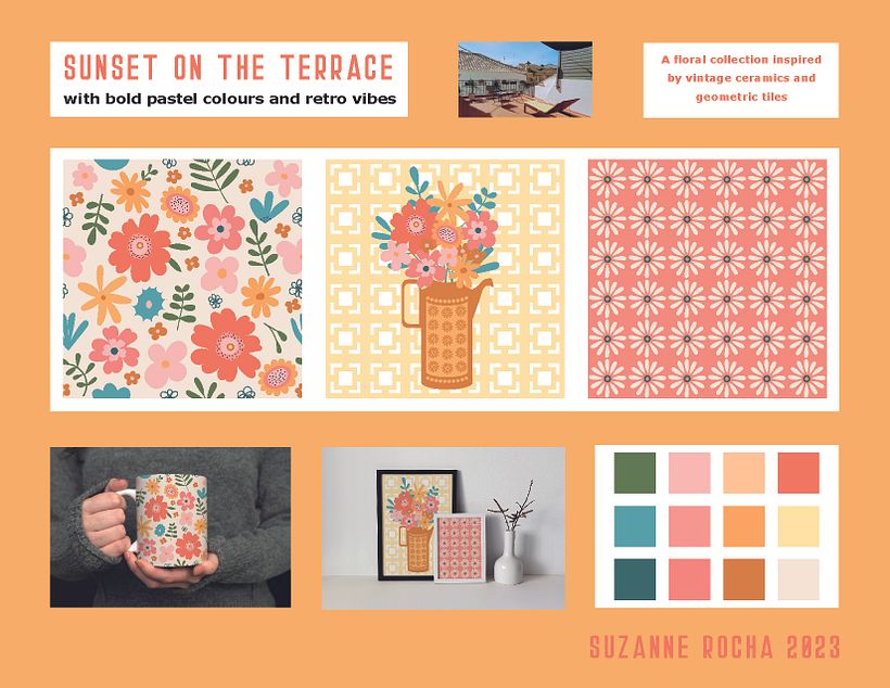A collection of seamless patterns inspired by vintage ceramics and geometric tiles